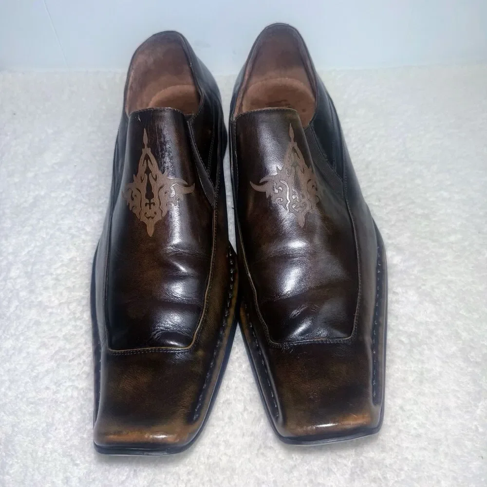 Giorgio Brutini Men’s 12M Brown Leather Slip On Loafers Shoes GB158222